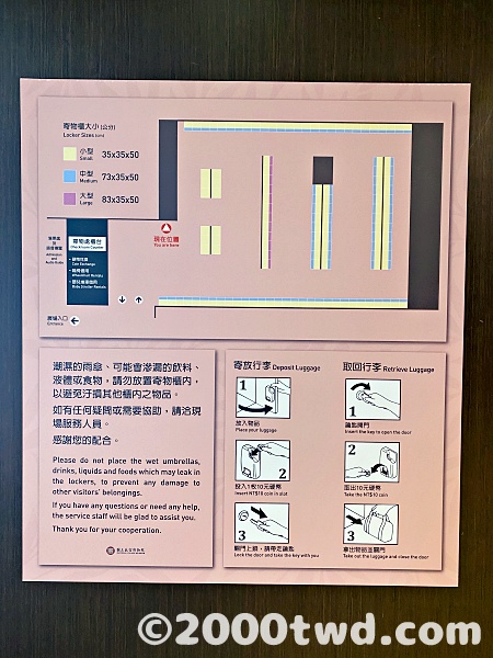 コインロッカーの配置図と使い方の説明