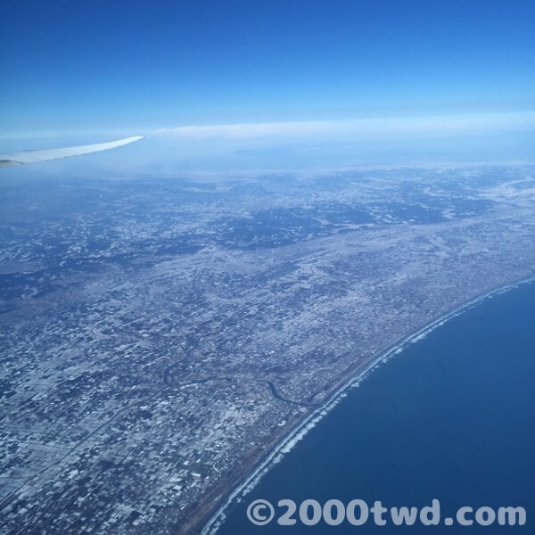 上空から見た関東の雪景色